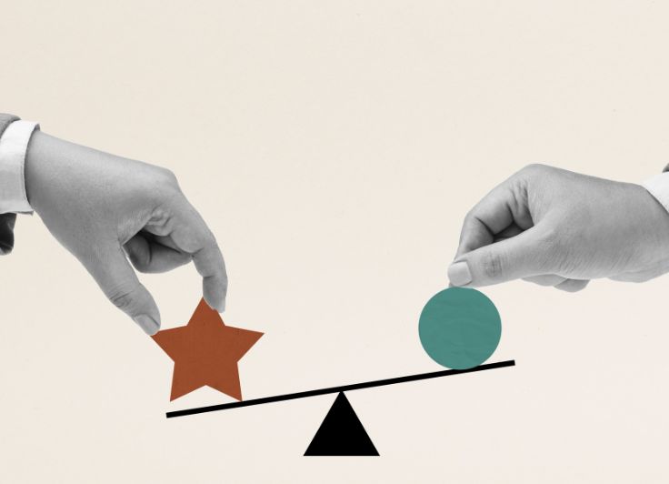 ブロックが乗った天秤